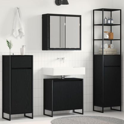Set di mobili per il bagno Rovere Nero Legno multistrato
