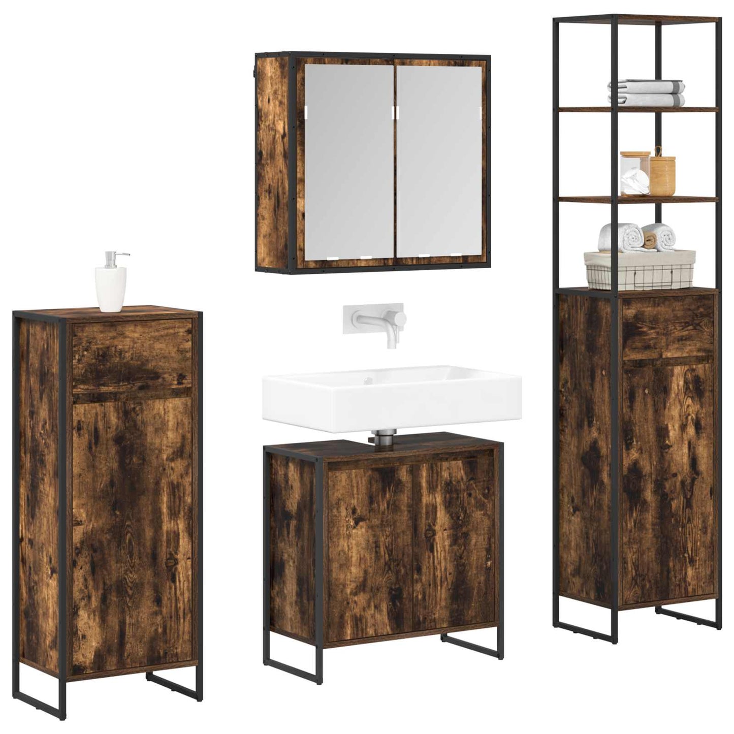 Set di mobili per il bagno Rovere fumÃƒÂ© Legno multistrato