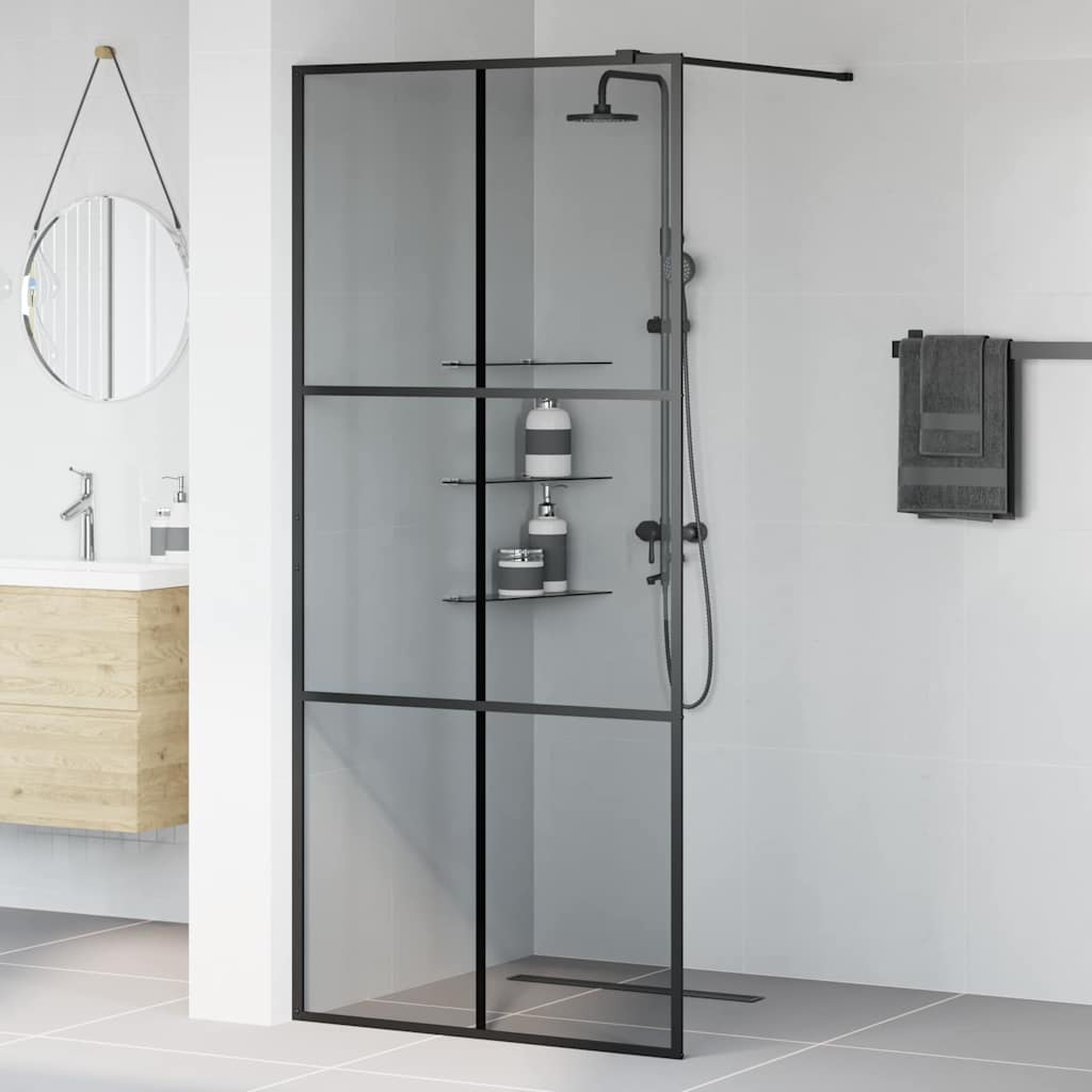Parete Doccia Walk-in Nero 90 x 195 cm vetro temperato