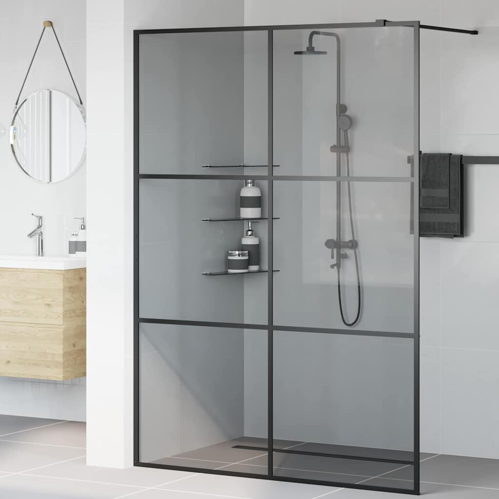Parete Doccia Walk-in Nero 140 x 195 cm vetro temperato