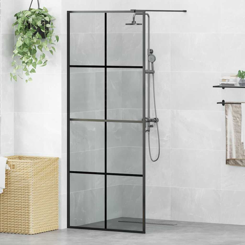 Parete Doccia Walk-in Nero 80 x 195 cm vetro temperato