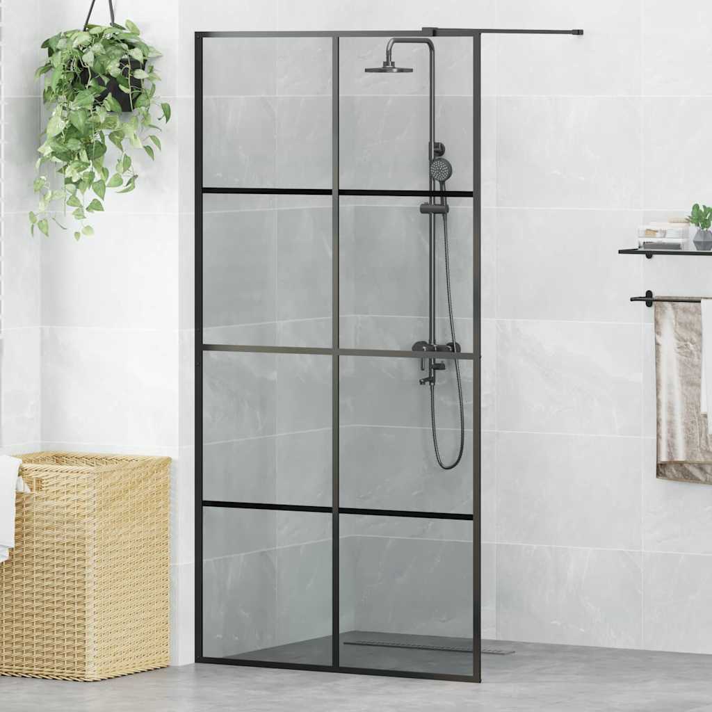 Parete Doccia Walk-in Nero 100 x 195 cm vetro temperato