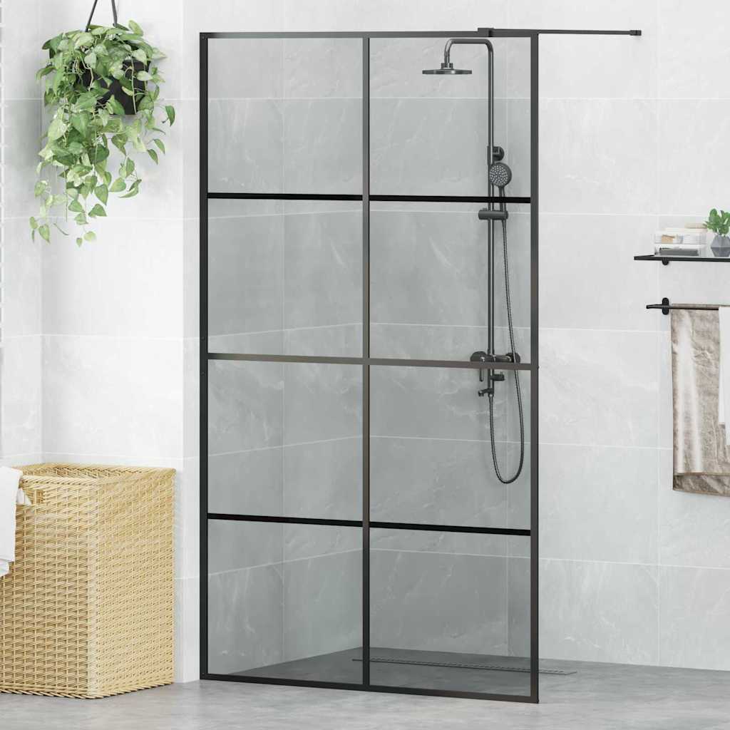 Parete Doccia Walk-in Nero 115 x 195 cm vetro temperato