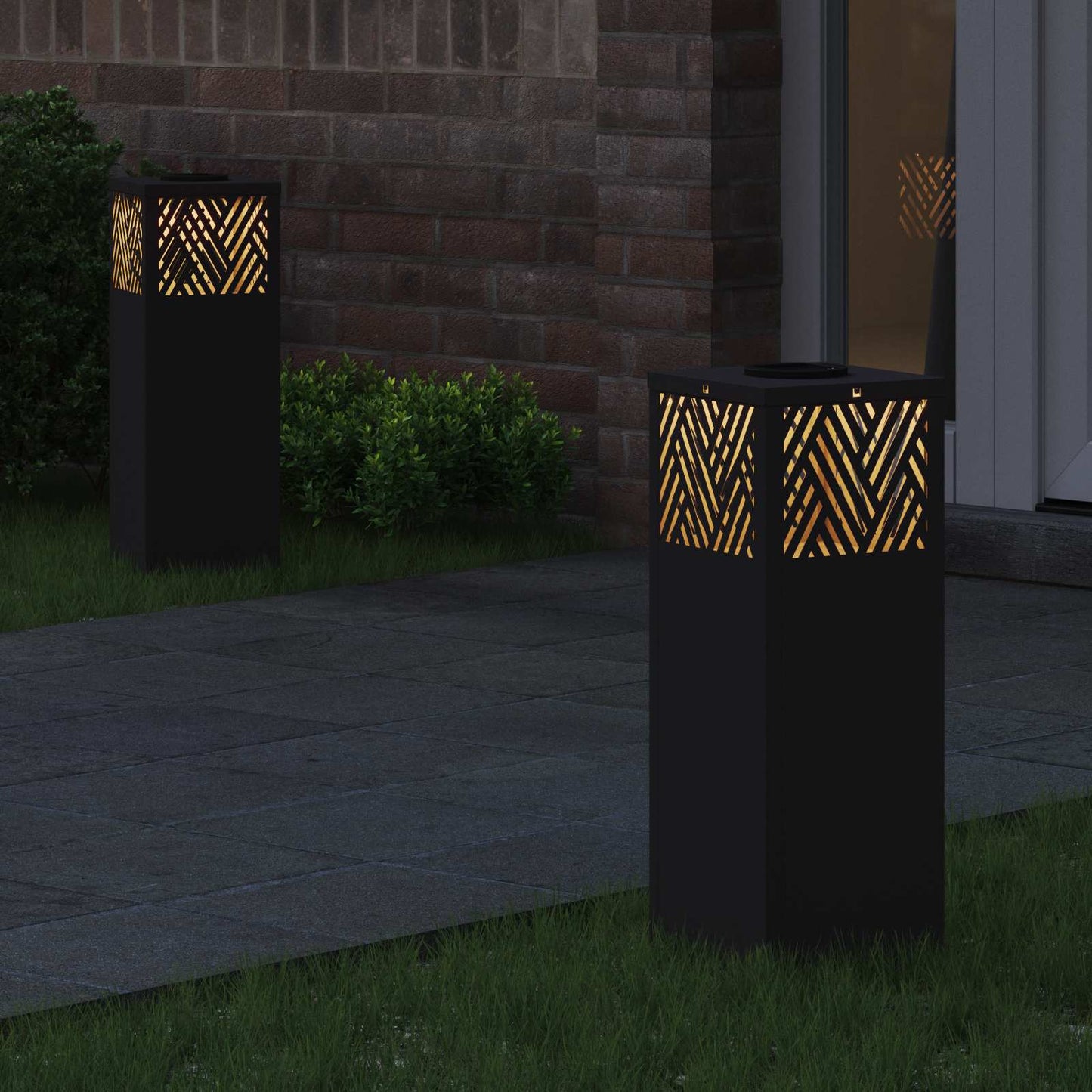 Faro LED solare per sentieri 2 pcs Nero