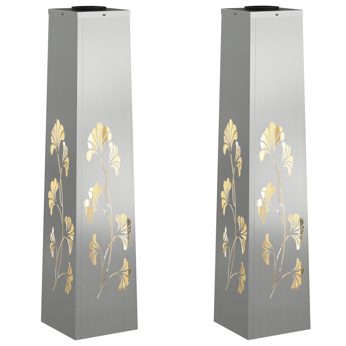 Faro LED solare per sentieri 2 pcs Argento Acciaio zincato
