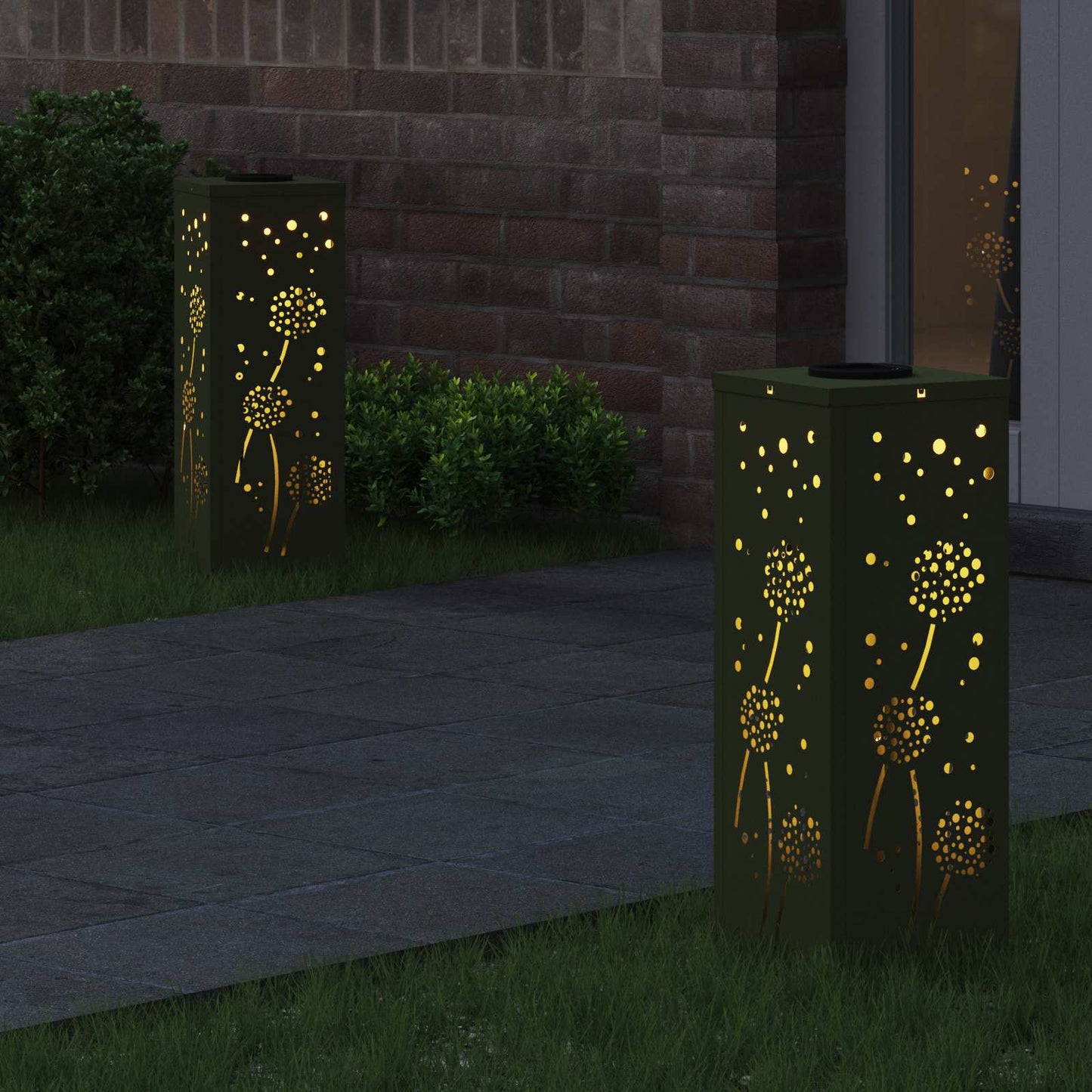 Faro LED solare per sentieri 2 pcs Verde oliva