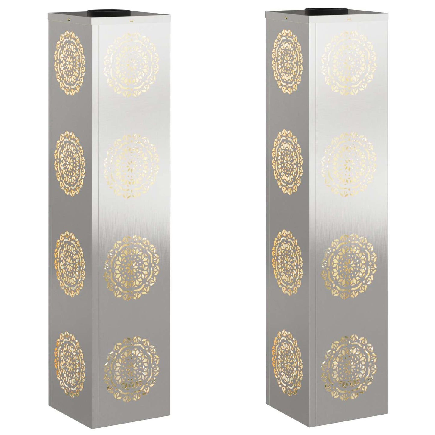 Faro LED solare per sentieri 2 pcs Argento Acciaio inossidabile