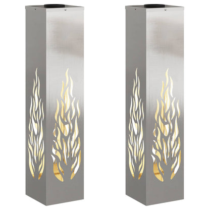 Faro LED solare per sentieri 2 pcs Argento Acciaio inossidabile