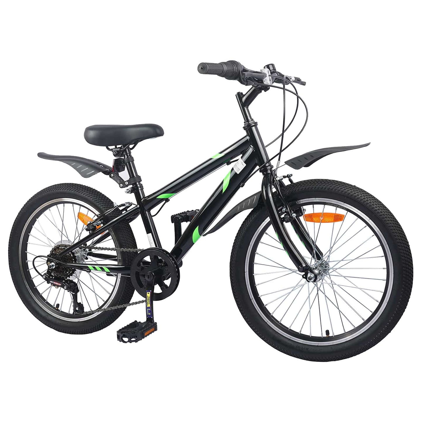 Bicicletta per Bambini 24 Pollici 6-Speed per 8-12 anni Nero
