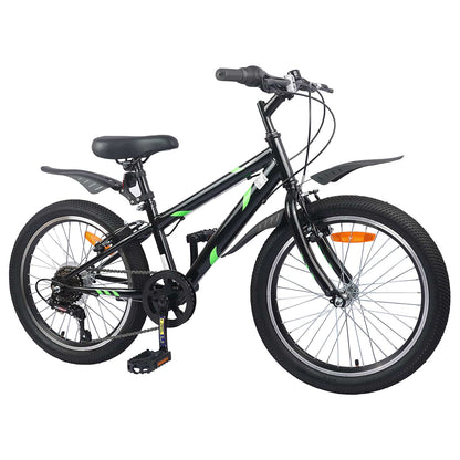 Bicicletta per Bambini 24 Pollici 6-Speed per 8-12 anni Nero