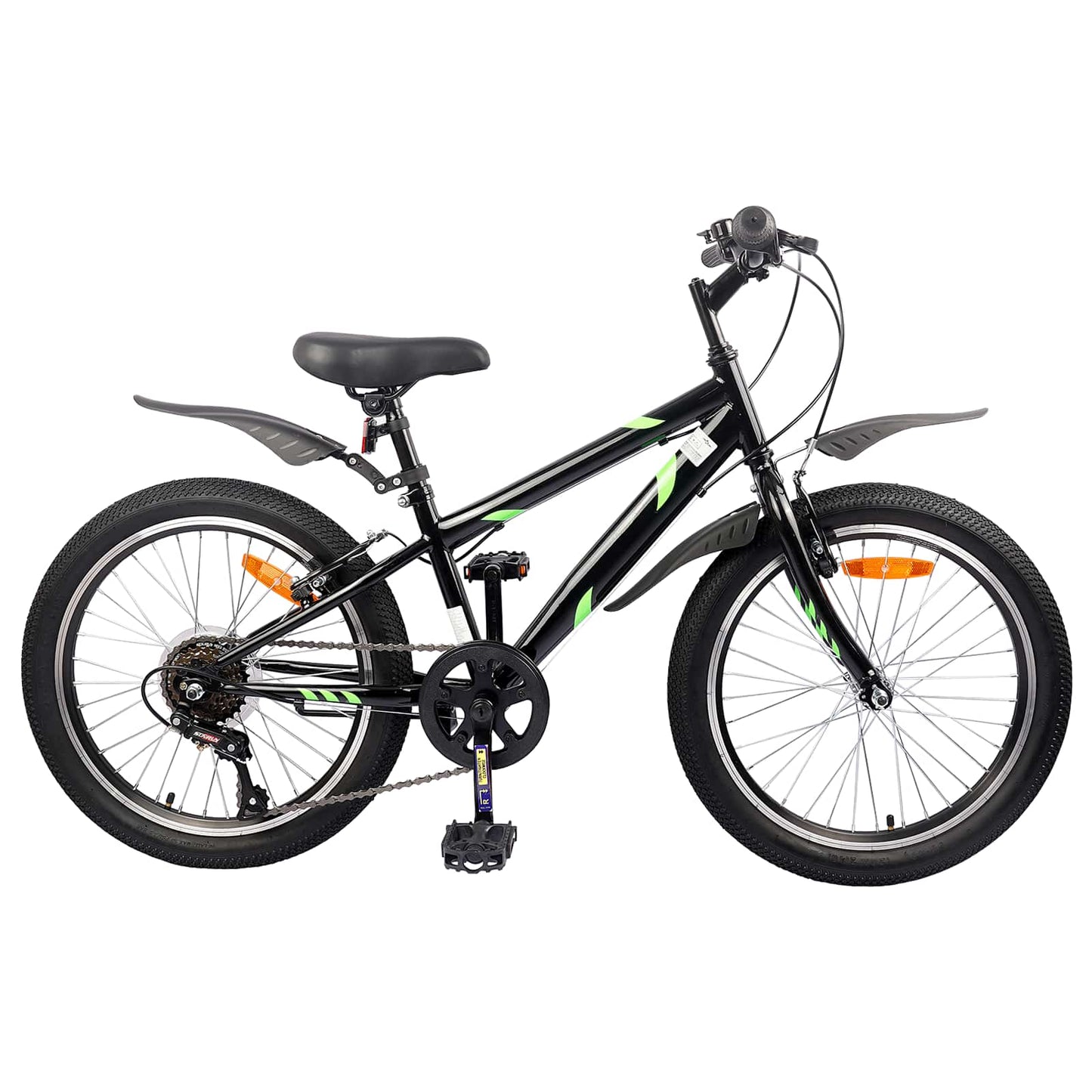 Bicicletta per Bambini 24 Pollici 6-Speed per 8-12 anni Nero
