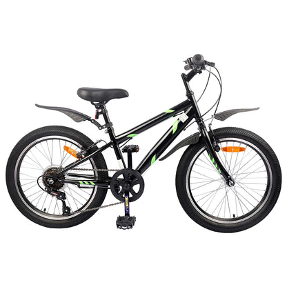 Bicicletta per Bambini 24 Pollici 6-Speed per 8-12 anni Nero