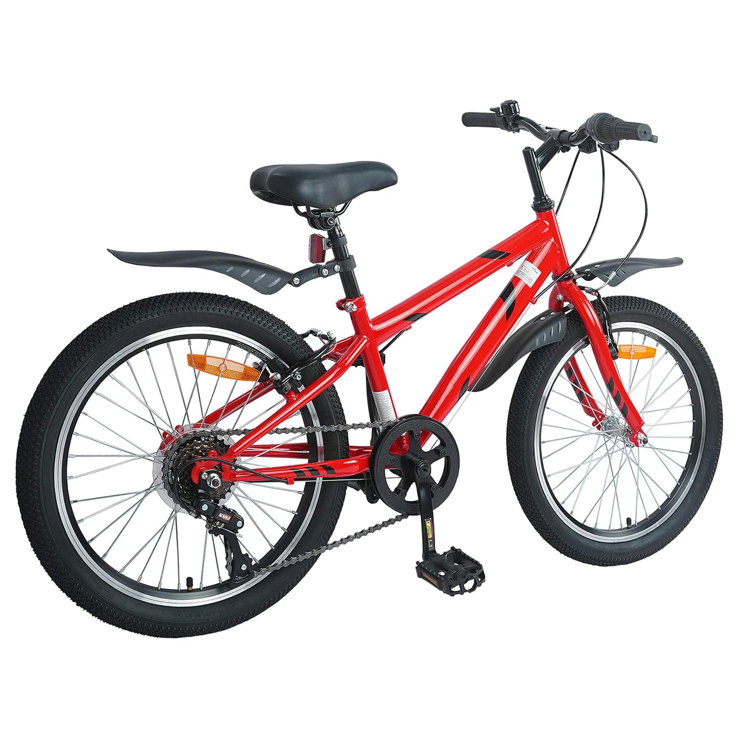 Bicicletta per Bambini 24 Pollici 6-Speed per 8-12 anni Rosso