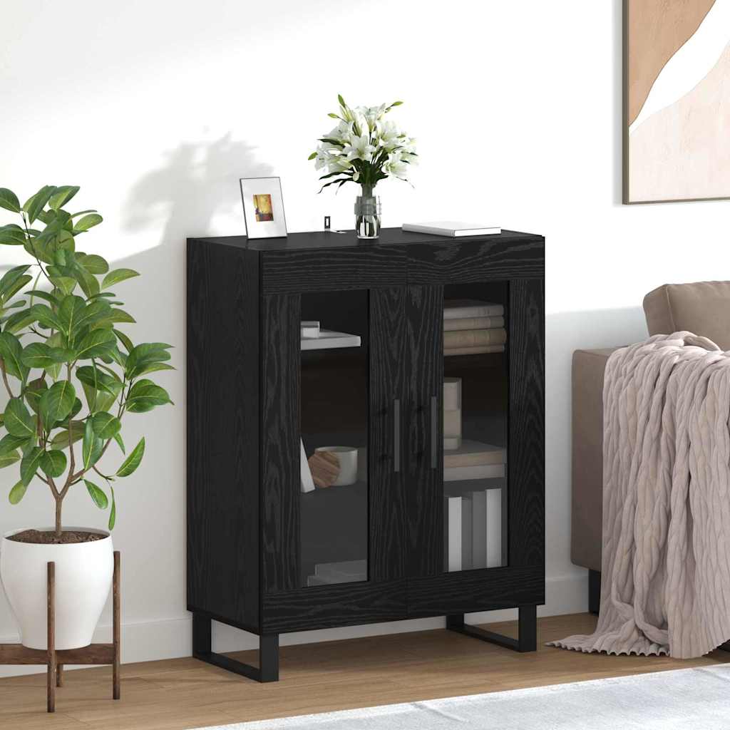 Credenza Rovere Nero 69,5 x 34 x 90 cm Legno multistrato