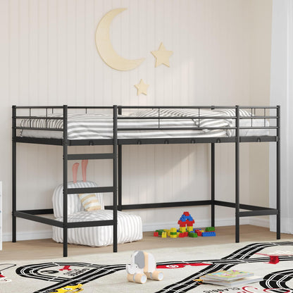 Struttura del letto loft per bambini Nero 107 x 200 cm Acciaio