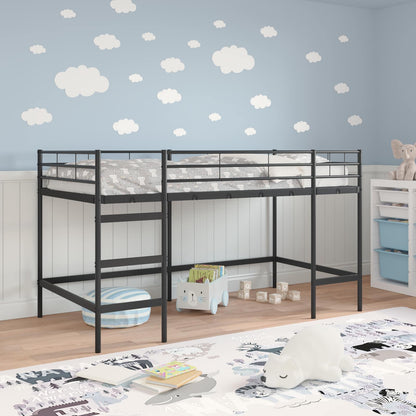Struttura del letto loft per bambini Nero 107 x 200 cm Acciaio
