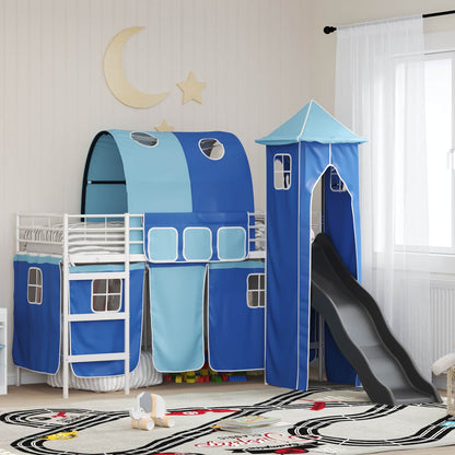 Struttura del letto loft per bambini Bianco e Blu 100 x 190 cm
