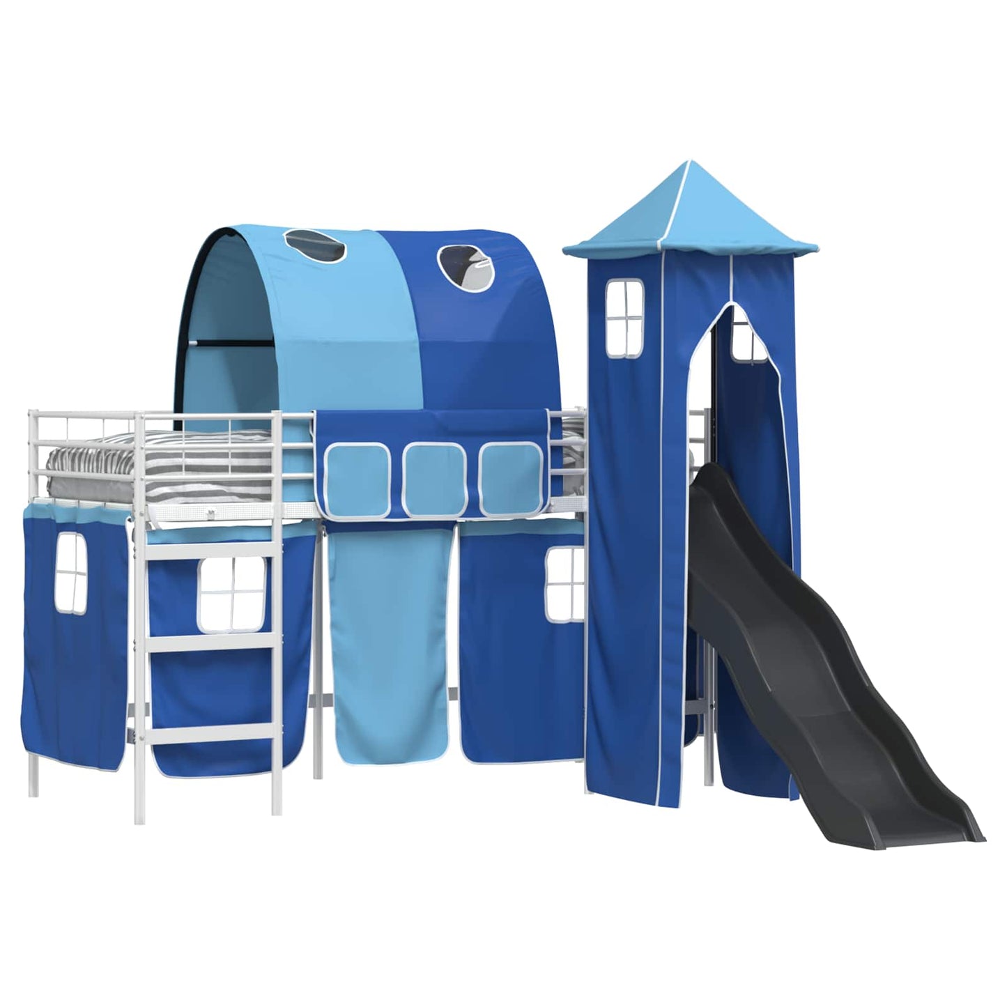 Struttura del letto loft per bambini Bianco e Blu 100 x 190 cm
