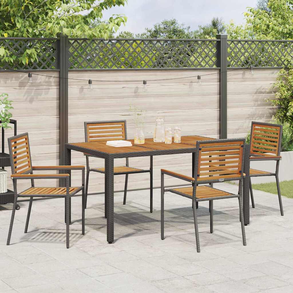 Sedie impilabili da giardino 4 pcs Marrone e Nero