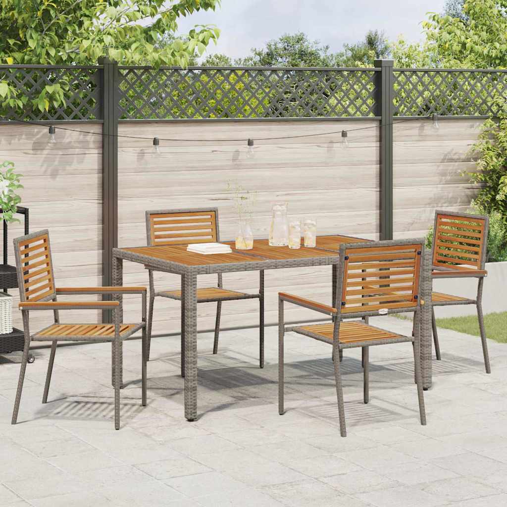 Sedie impilabili da giardino 4 pcs Marrone e Grigio