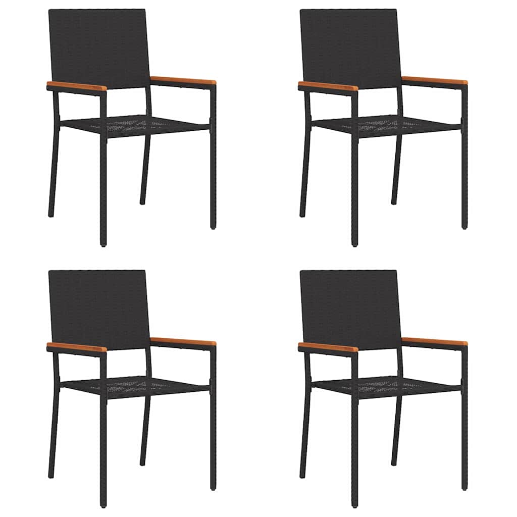 Sedie impilabili da giardino 4 pcs Nero e Marrone