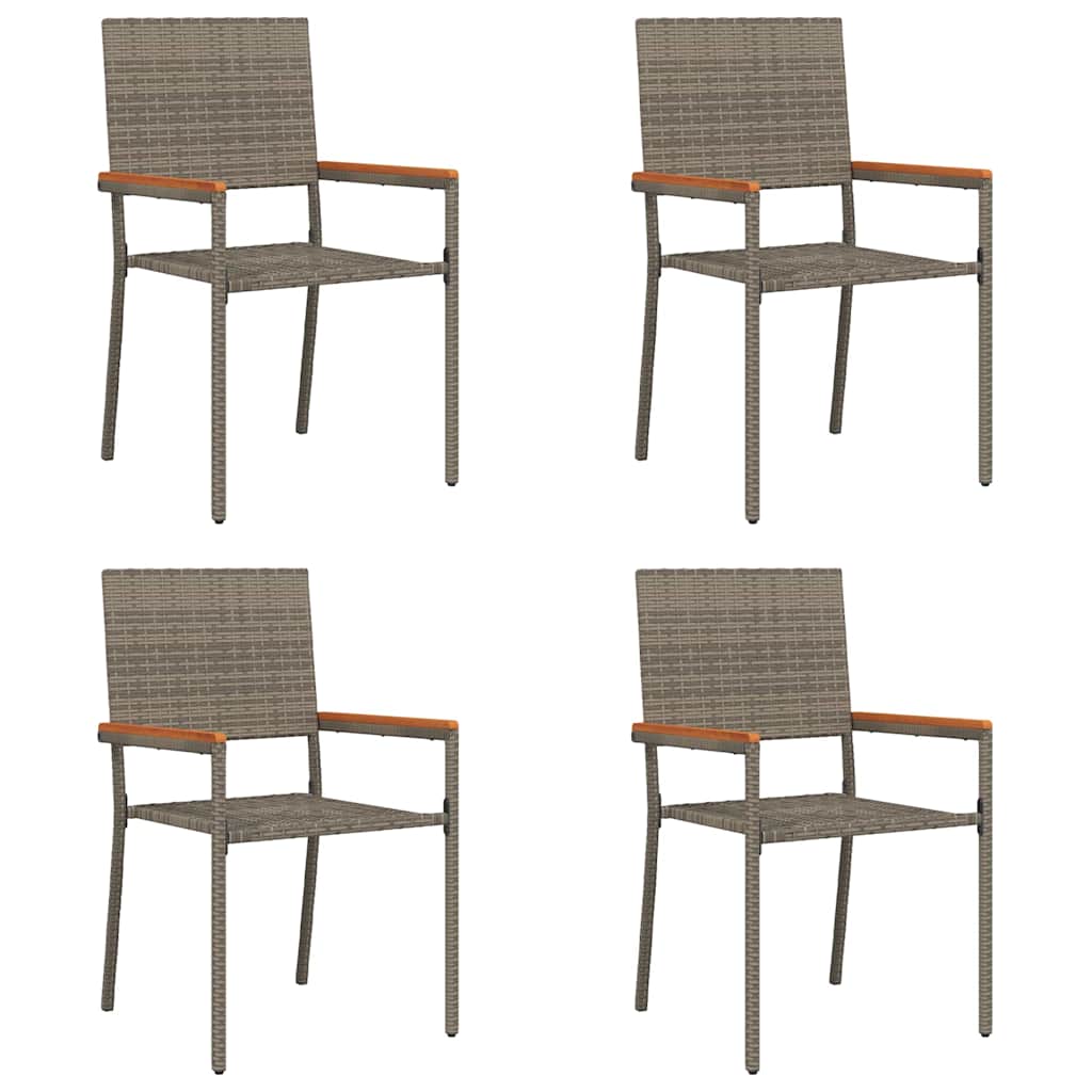 Sedie impilabili da giardino 4 pcs Grigio e Marrone
