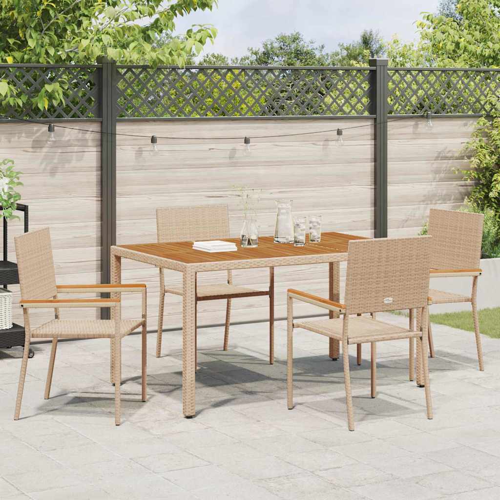 Sedie impilabili da giardino 4 pcs Crema e Marrone