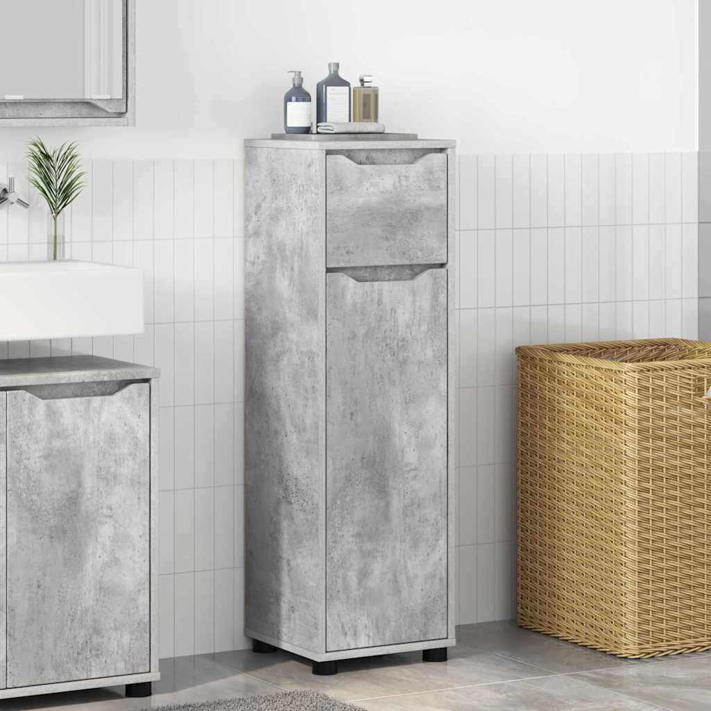 Mobile da Bagno con cassetto Grigio cemento 30,5 x 30 x 101 cm