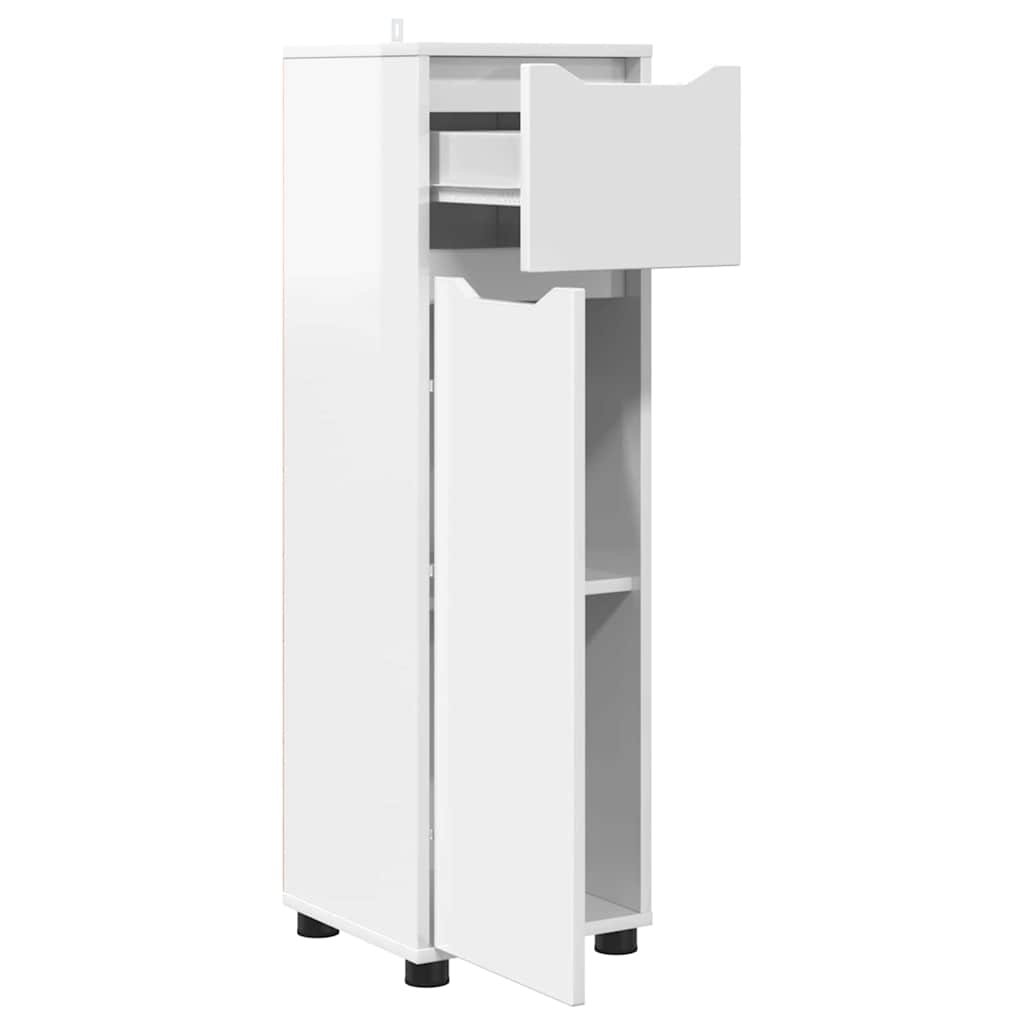 Mobile da Bagno con cassetto Bianco Lucido 30,5 x 30 x 101 cm