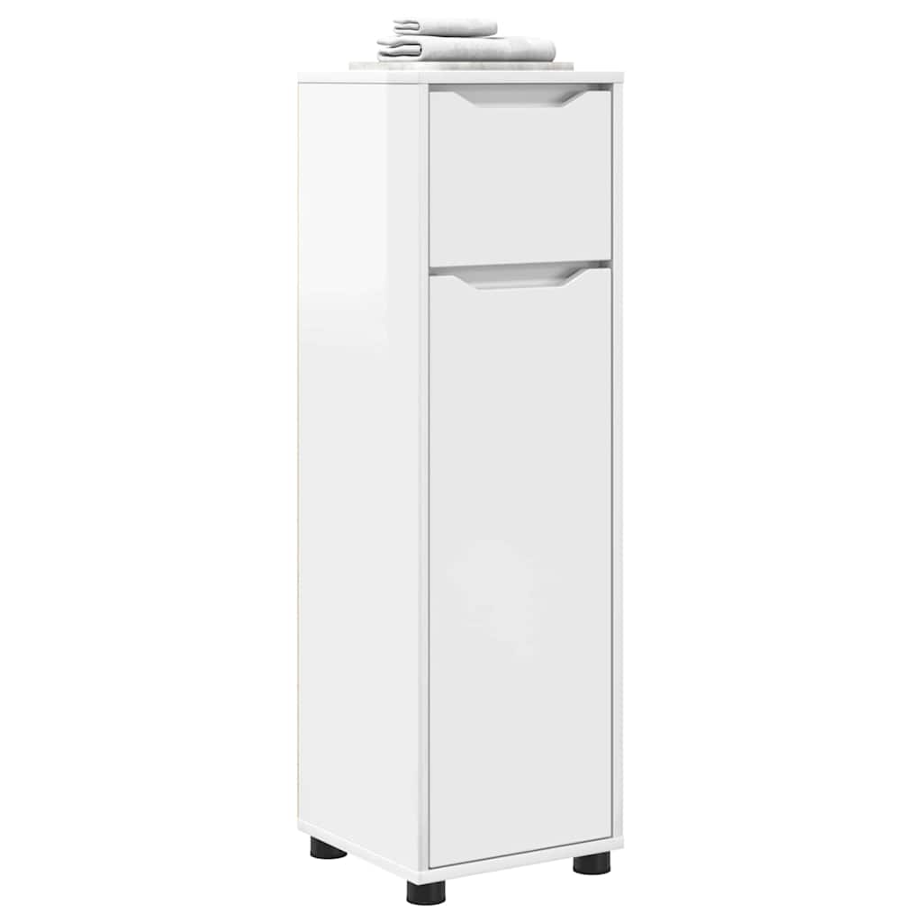 Mobile da Bagno con cassetto Bianco Lucido 30,5 x 30 x 101 cm