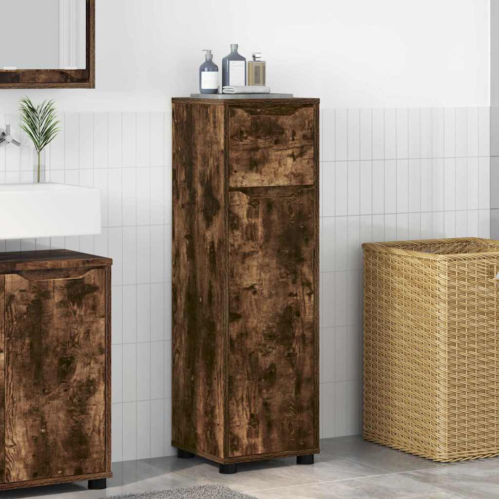 Mobile da Bagno con cassetto Rovere fumÃ© 30,5 x 30 x 101 cm