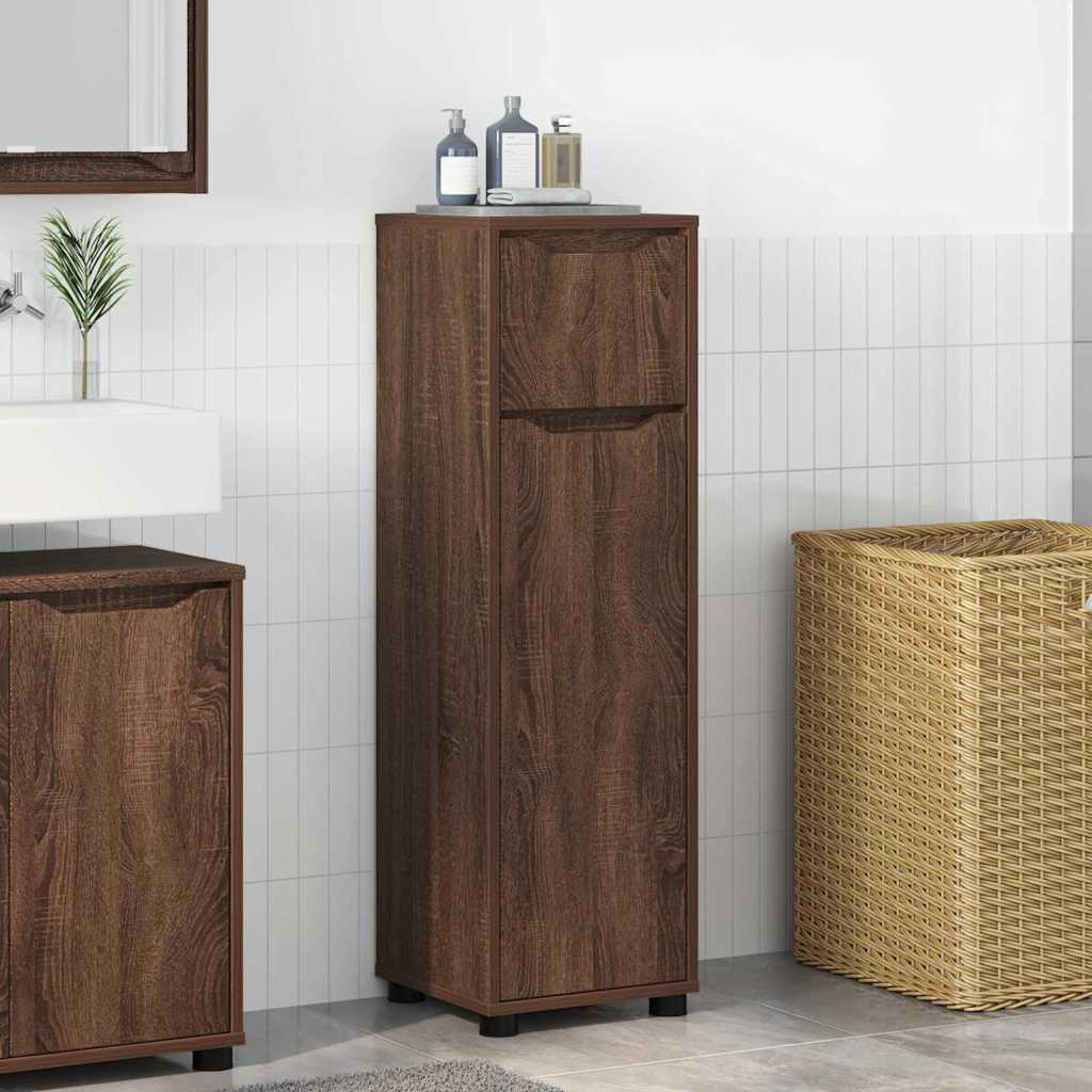 Mobile da Bagno con cassetto Rovere Marrone 30,5 x 30 x 101 cm