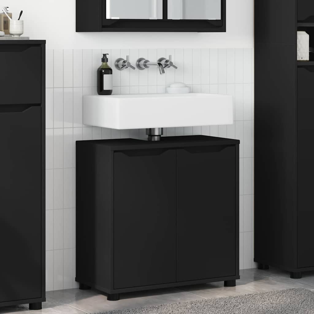 Mobile per lavabo da bagno con lo scaffale Nero 60 x 30 x 60 cm