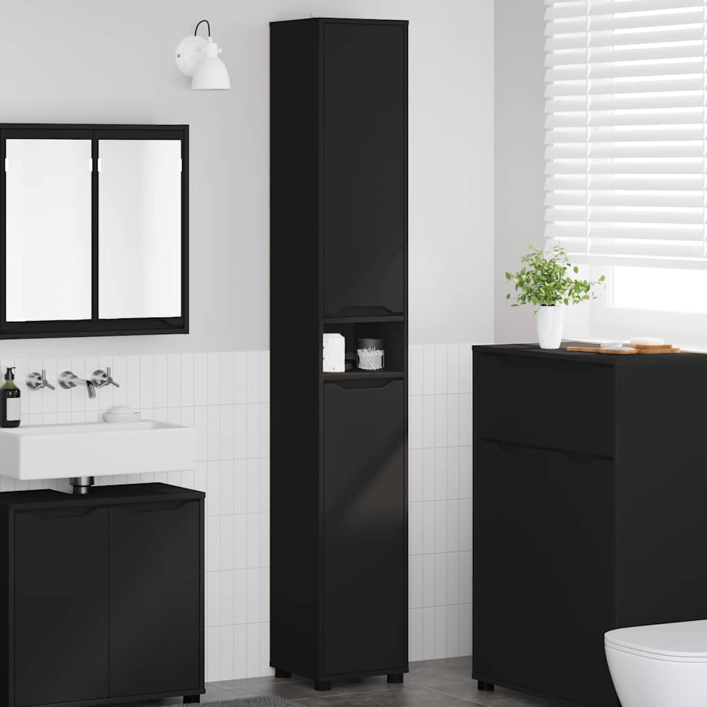 Mobile da Bagno Nero 30,5 x 30 x 195 cm Legno multistrato