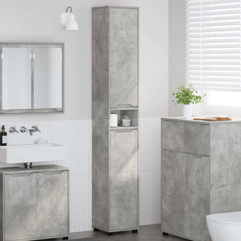 Mobile da Bagno con porta Grigio cemento 30,5 x 30 x 195 cm