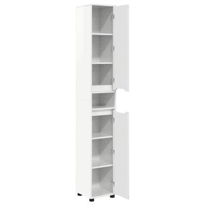 Mobile da Bagno con porta Bianco Lucido 30,5 x 30 x 195 cm