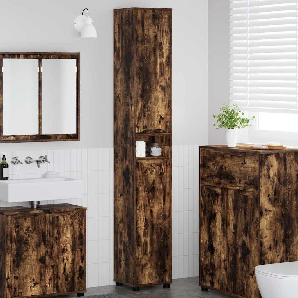 Mobile da Bagno con lo scaffale Rovere fumÃ© 30,5 x 30 x 195 cm