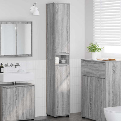 Mobile da Bagno con porta Grigio Sonoma 30,5 x 30 x 195 cm