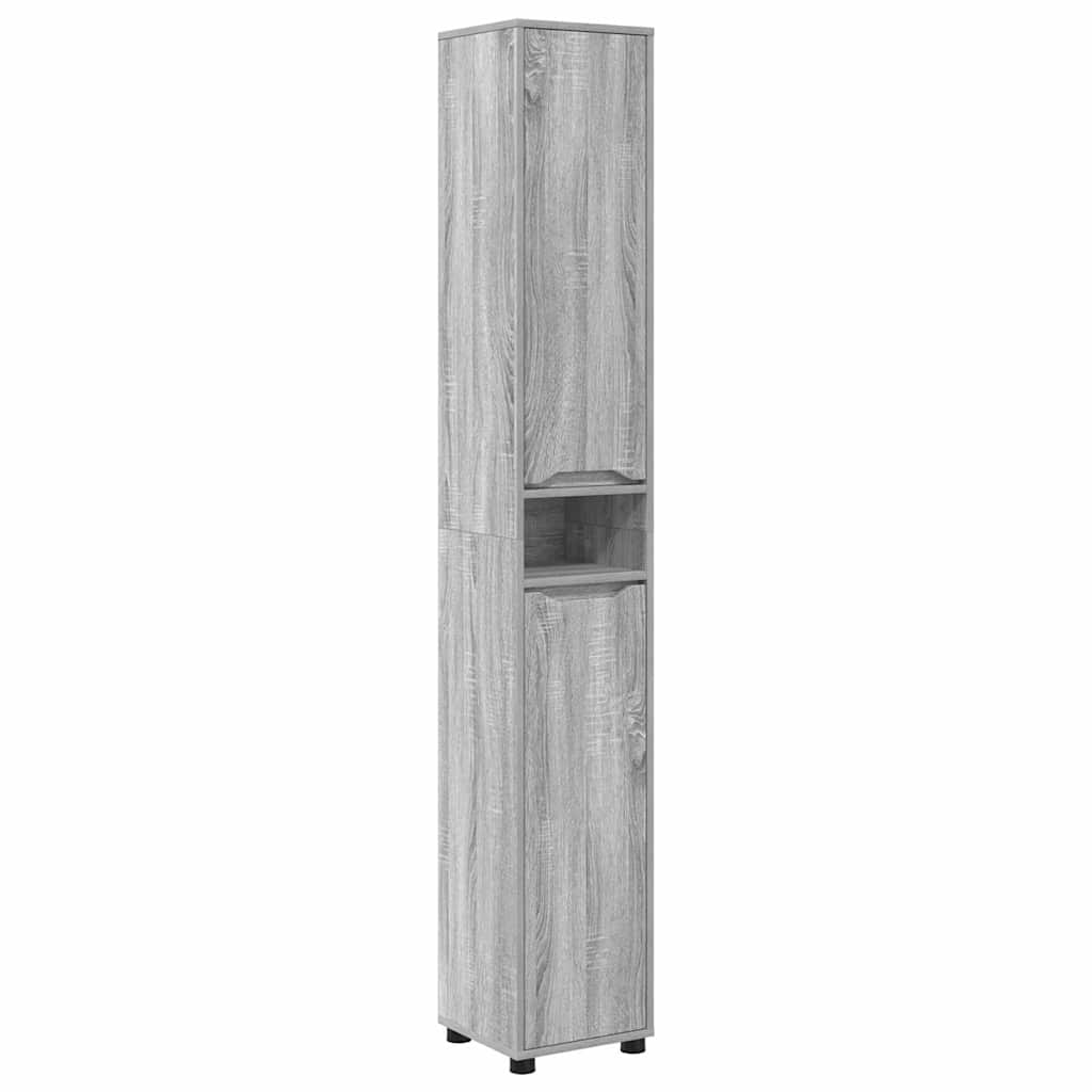 Mobile da Bagno con porta Grigio Sonoma 30,5 x 30 x 195 cm