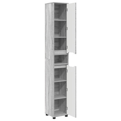 Mobile da Bagno con porta Grigio Sonoma 30,5 x 30 x 195 cm