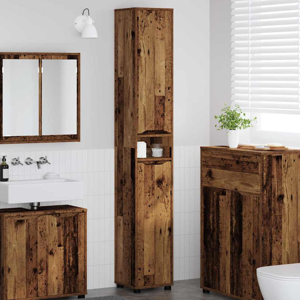 Mobile da Bagno con porta Legno vecchio 30,5 x 30 x 195 cm