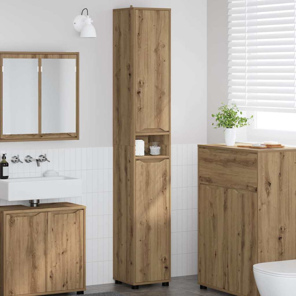 Mobile da Bagno con porta Rovere artigianale 30,5 x 30 x 195 cm
