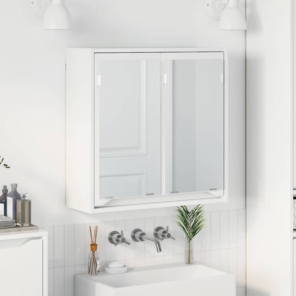 Mobiletto per specchio da bagno Bianco Lucido 60 x 20 x 60 cm