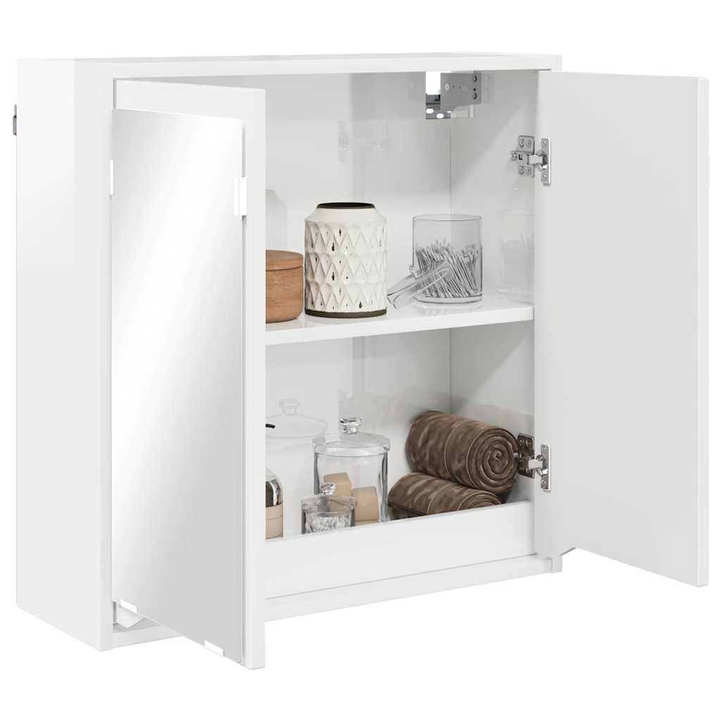 Mobiletto per specchio da bagno Bianco Lucido 60 x 20 x 60 cm