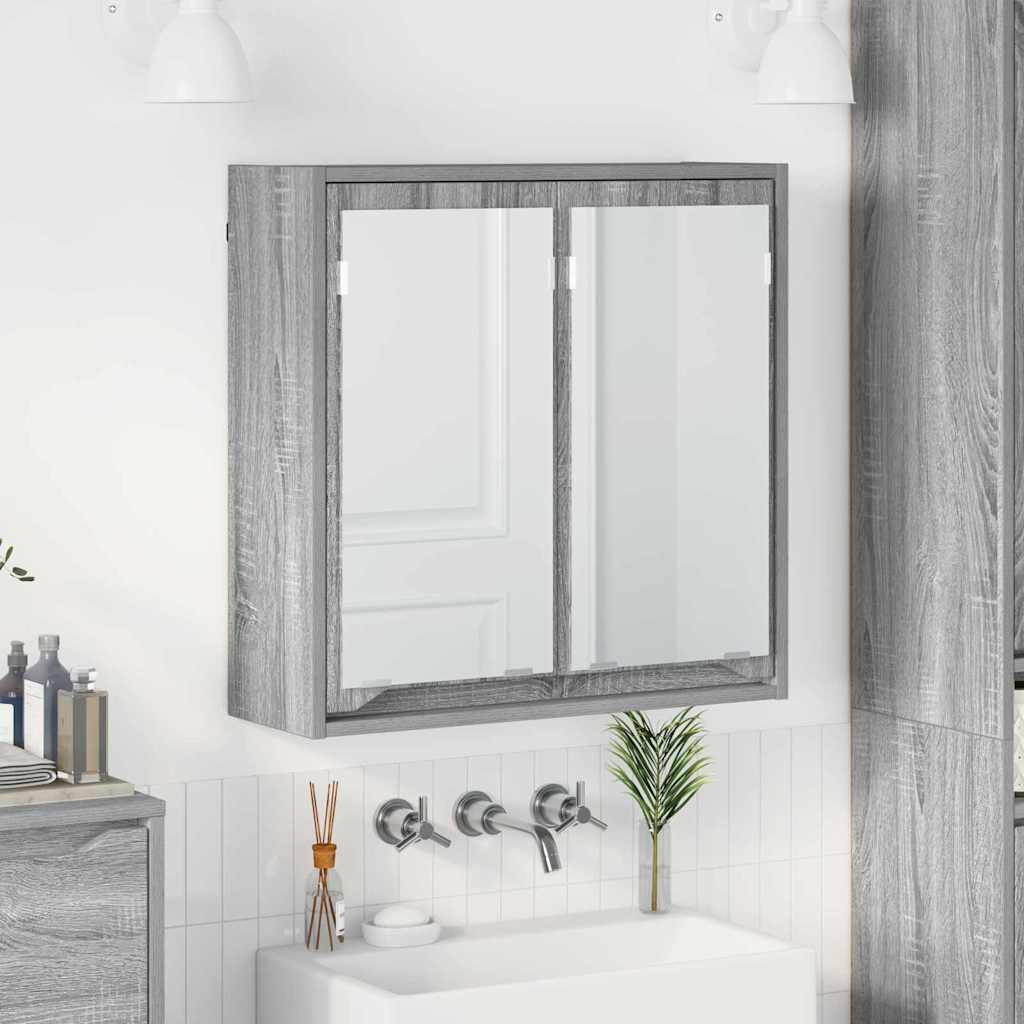 Mobiletto per specchio da bagno Grigio Sonoma 60 x 20 x 60 cm
