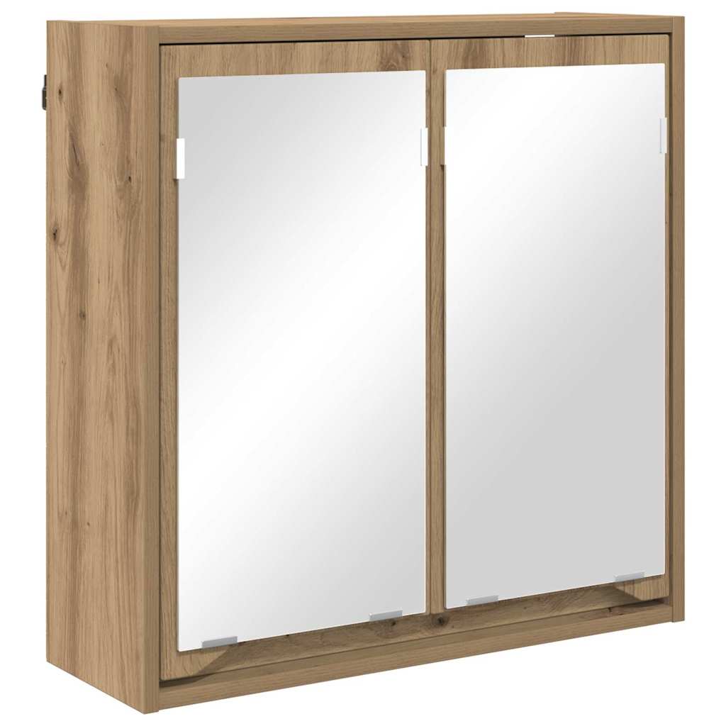 Mobiletto per specchio da bagno con porta Rovere artigianale
