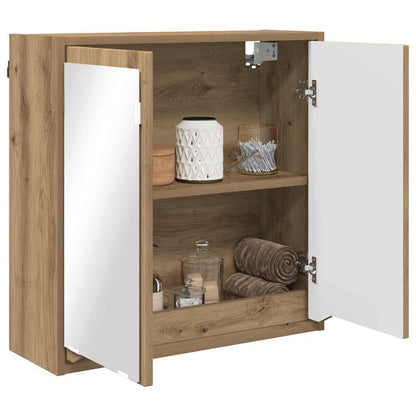 Mobiletto per specchio da bagno con porta Rovere artigianale