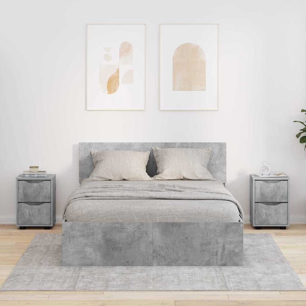 Comodini con cassetto 2 pcs Grigio cemento 30,5 x 30 x 43 cm