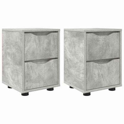 Comodini con cassetto 2 pcs Grigio cemento 30,5 x 30 x 43 cm