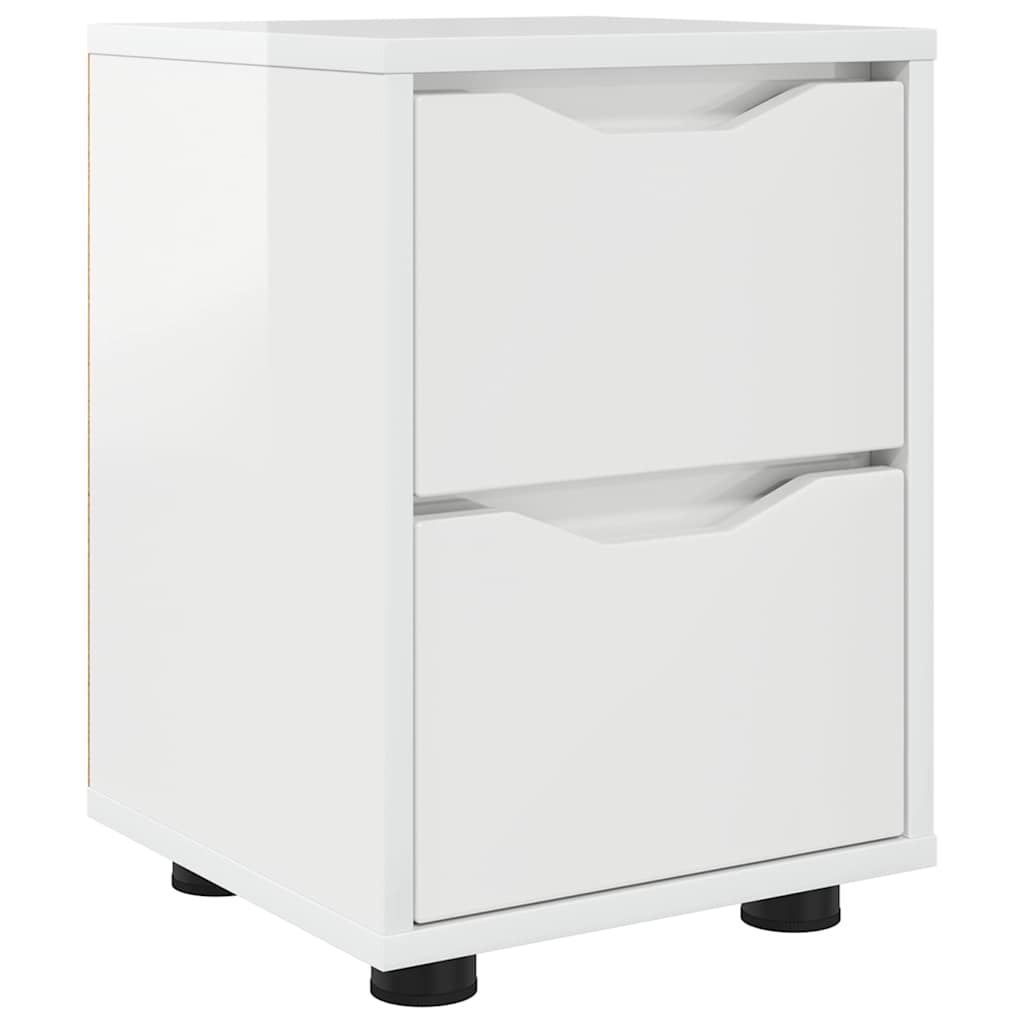 Comodino Bianco Lucido 30,5 x 30 x 43 cm Legno multistrato
